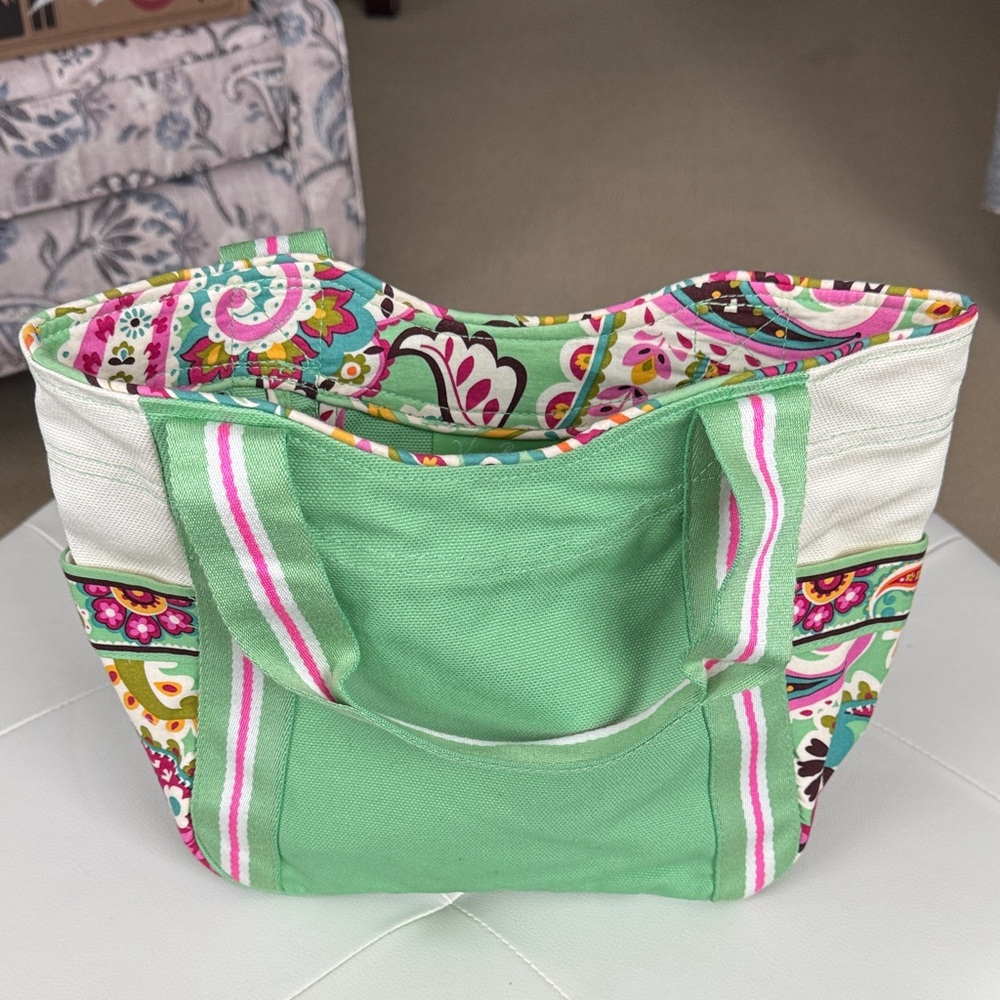 Vera Bradley Mint Green Paisley Canvas Tote Bag